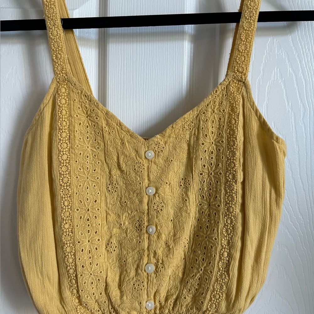 American Eagle Outfitters Yellow Smocked Camisole Top